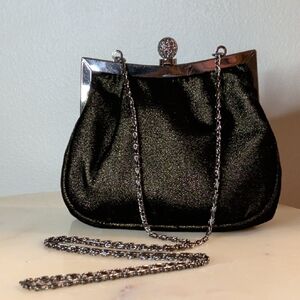 Olive Green Velvet Shimmery Evening Clutch